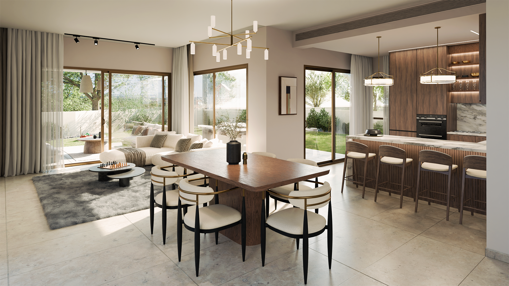 Kitchen and living area